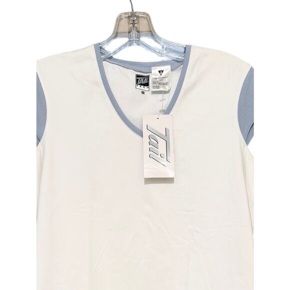 NWT Tail Activewear White Blue Trim V-Neck Short Sleeve Performance Top S - Picture 5 of 5